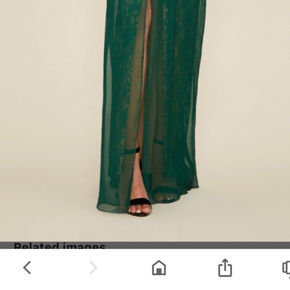 TADASHI Green Off Shoulder Lace Chiffon Columngown new with tags - Picture 5 of 5